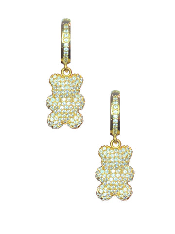 Gummy Bear Hoops/Charms - Gold Clear Crystal