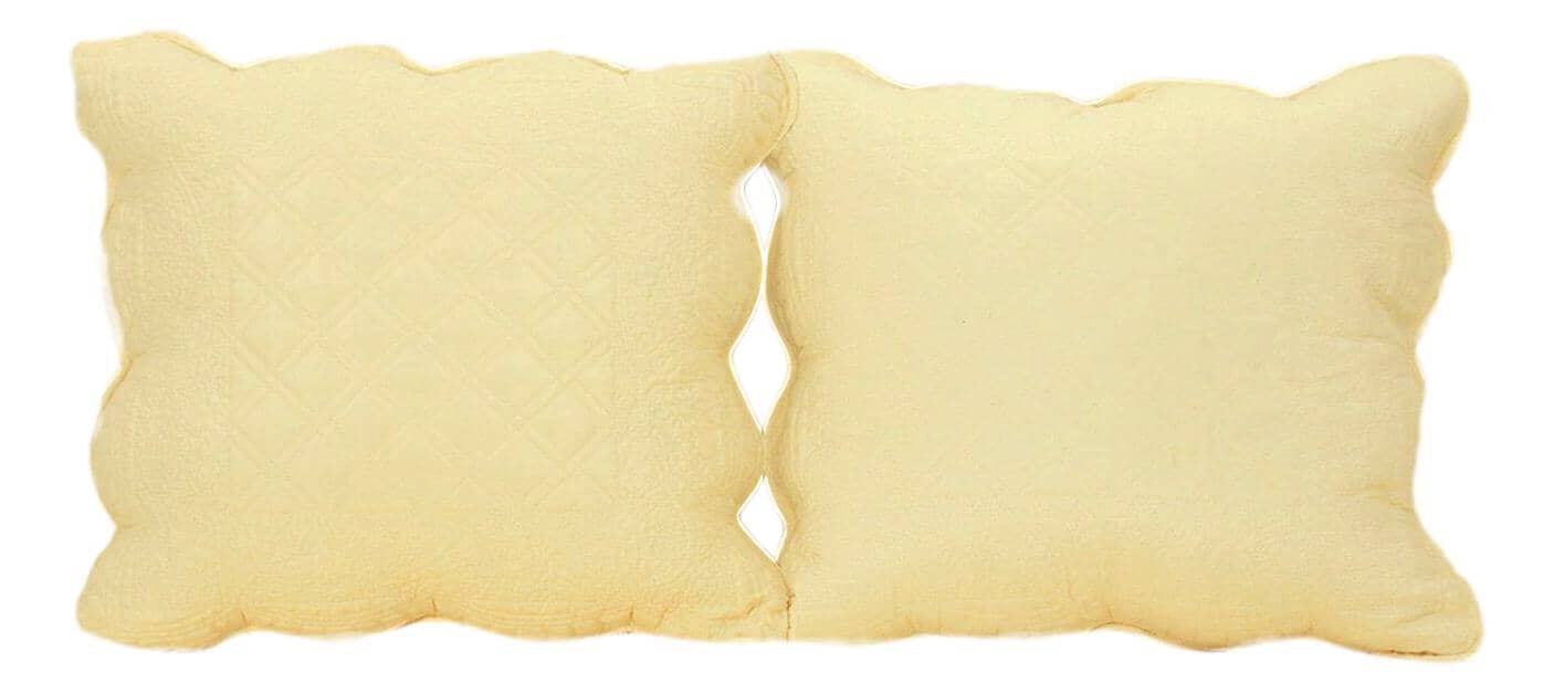 Tache Yellow Diamond Matelasse Scalloped Buttercup Puffs Cushion Covers / Euro Sham (YELLEMDES)