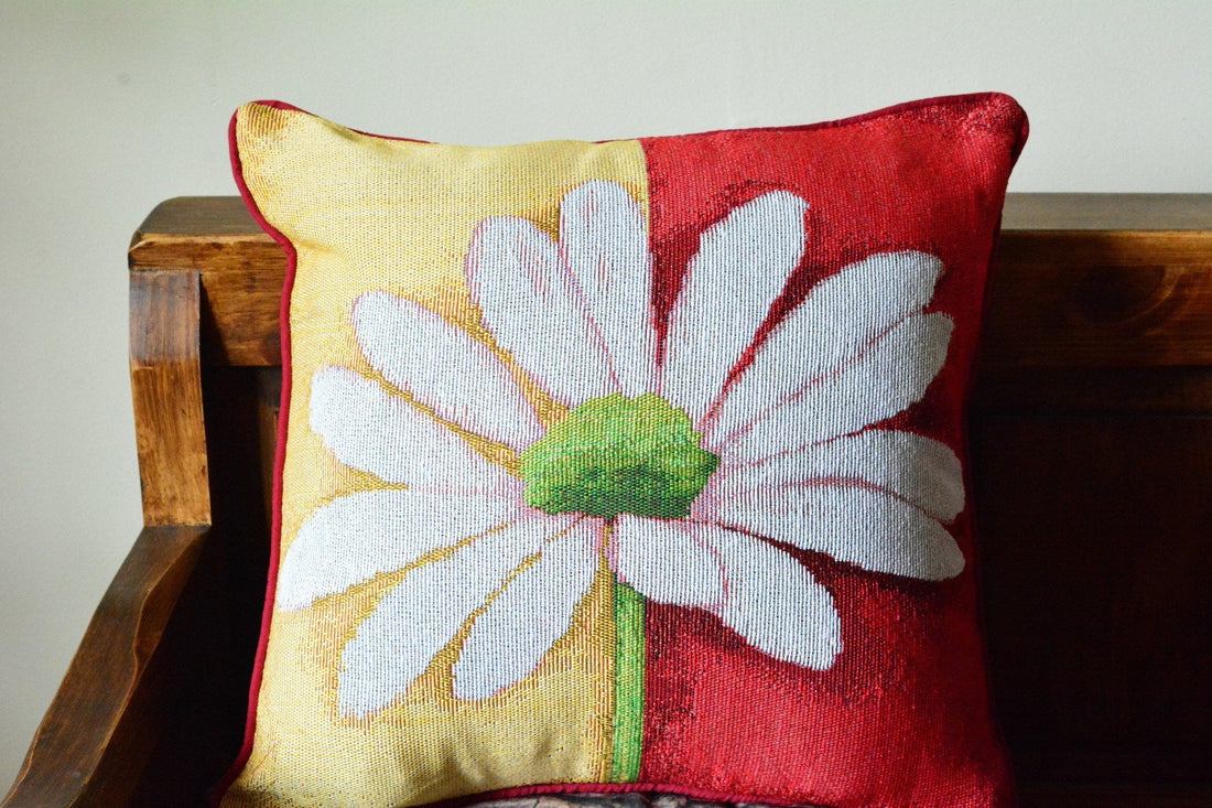 Taterbush Floral Loves Me Not Daisy Tapestry Throw Pillow Cover (9046)