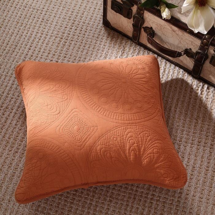 Tache Cotton Stone Washed Rustic Orange Medallion Tuscany Sunrise Cushion Covers / Euro Sham (JHW-595)