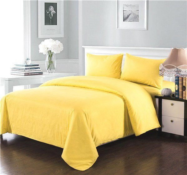 Taterbush 100% Cotton Solid Banana Yellow Duvet Cover Set (2-3PDUV-YB)