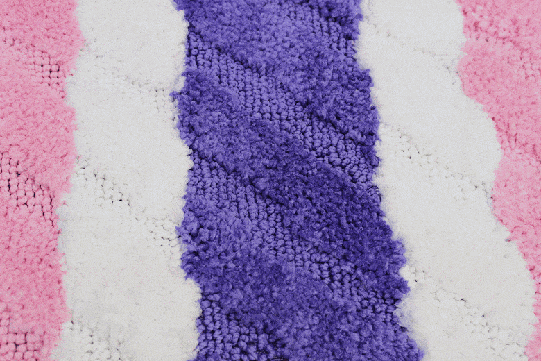 Tache Super Absorbent Purple and Pink Striped Microfiber Wild Flower Floor Mats / Rugs