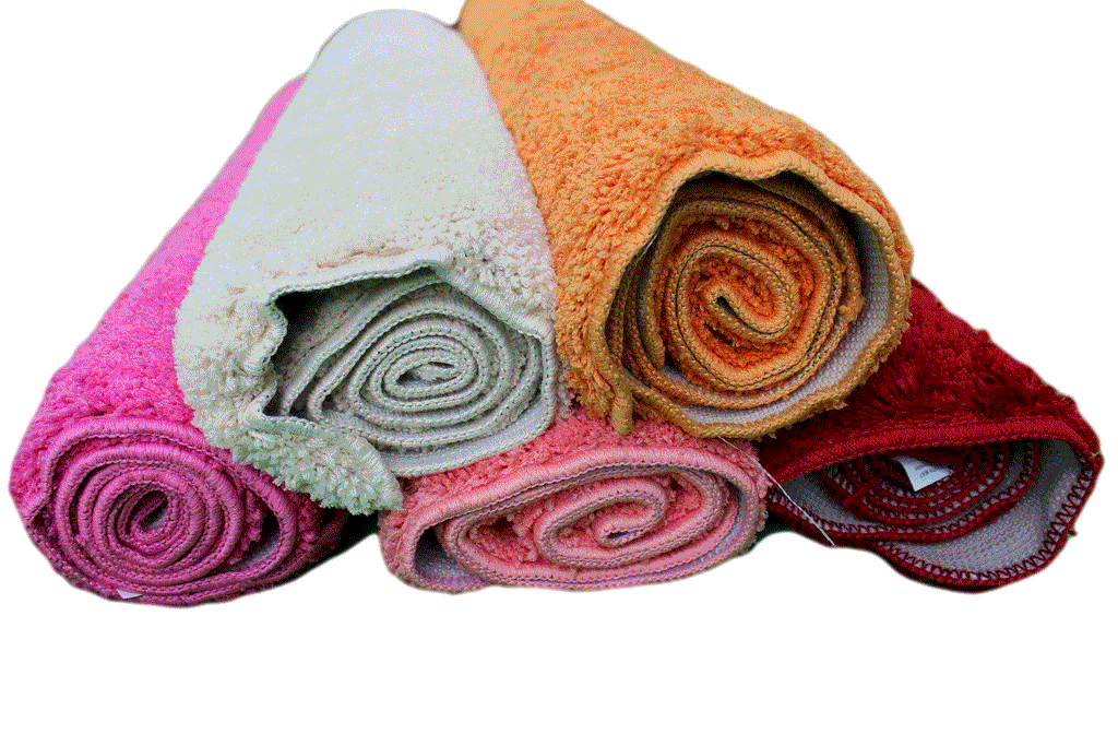 Tache Solid Salmon Coral Pink Thin Rug