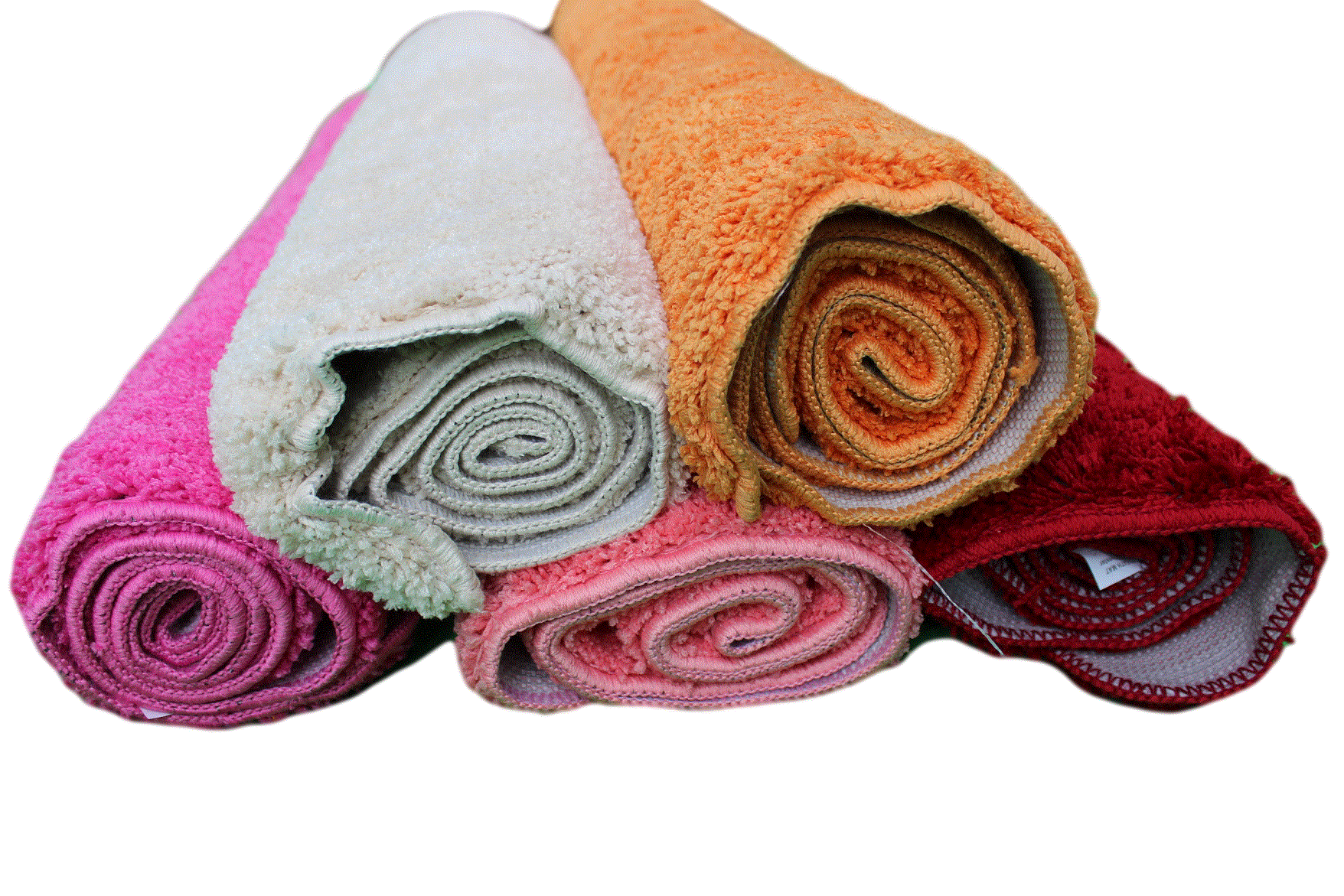 Tache Solid Salmon Coral Pink Thin Rug