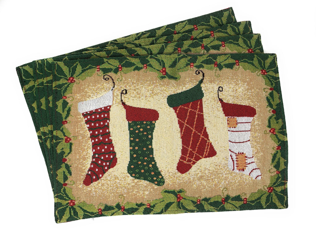 Tache Festive Hang My Stockings By the Fireplace Placemat Set of 4 (12910PM)