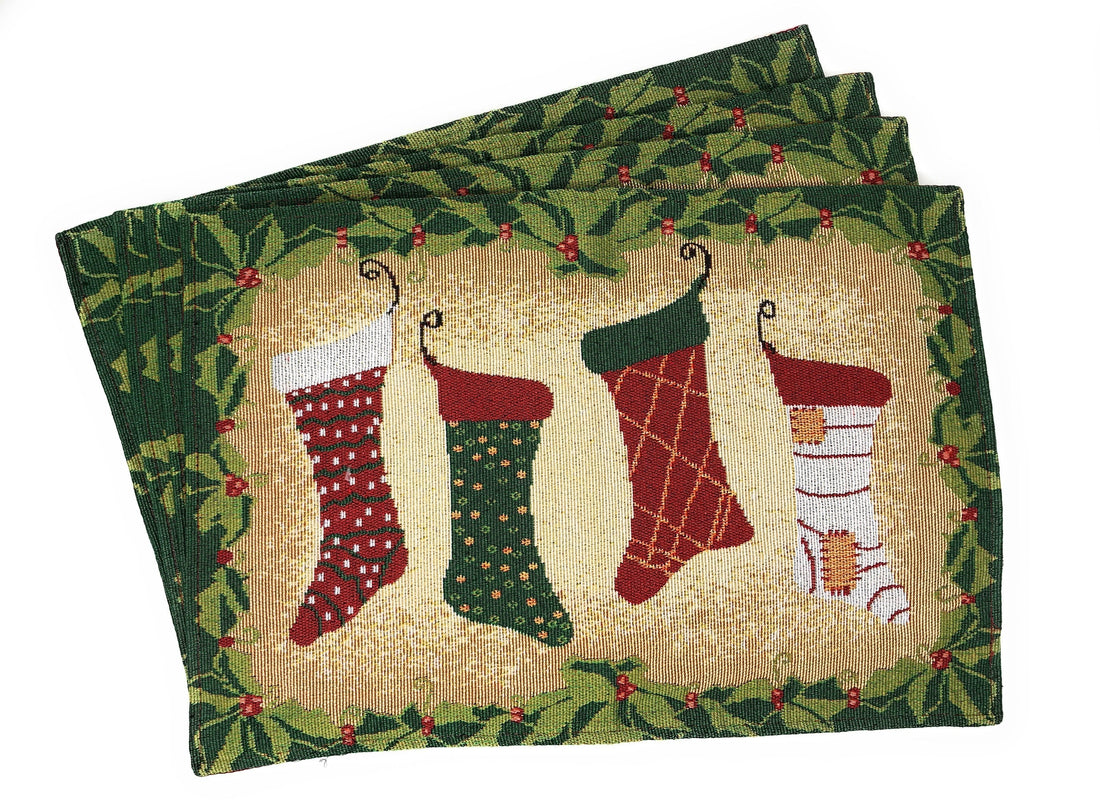 Taterbush Festive Hang My Stockings By the Fireplace Placemat Set of 4 (12910PM)