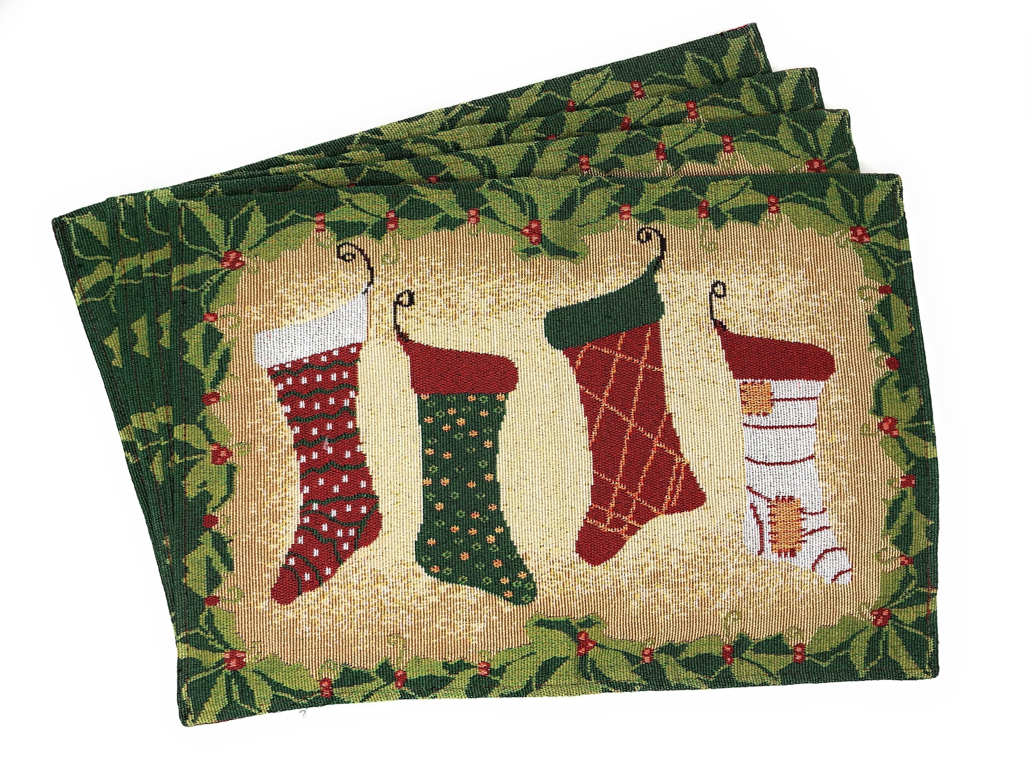 Tache Festive Hang My Stockings By the Fireplace Placemat Set of 4 (12910PM)