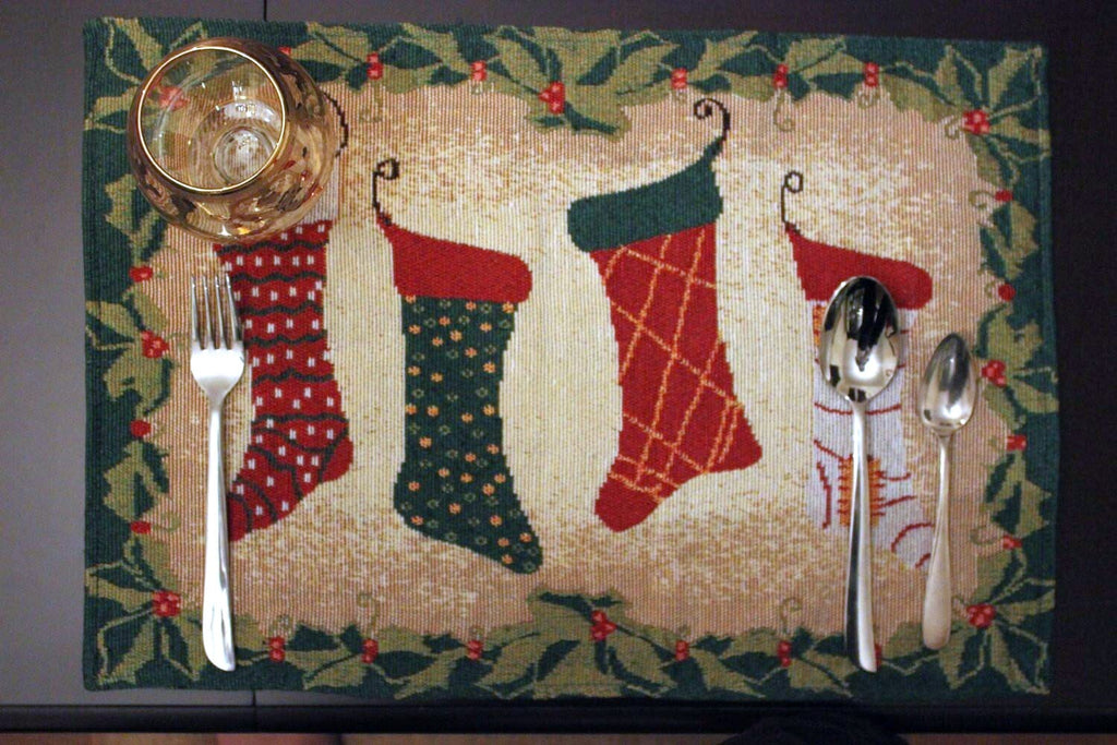 Tache Festive Hang My Stockings By the Fireplace Placemat Set of 4 (12910PM)