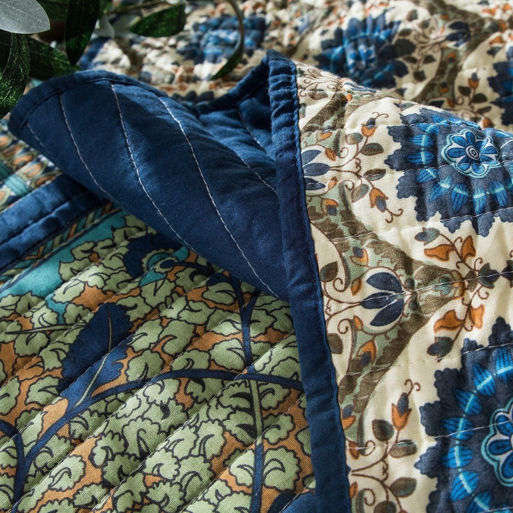 Tache 2-3 Piece Elegant Striped Forest Patchwork Quilt Vibrant Multi Color (JHW-679)