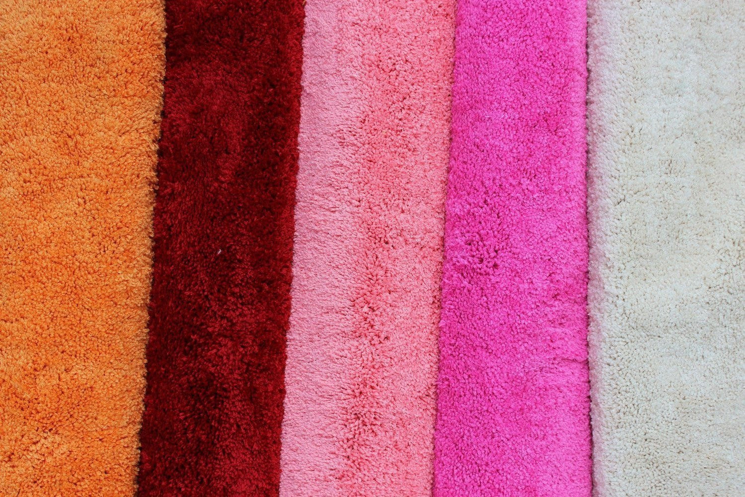 Tache Solid Salmon Coral Pink Thin Rug