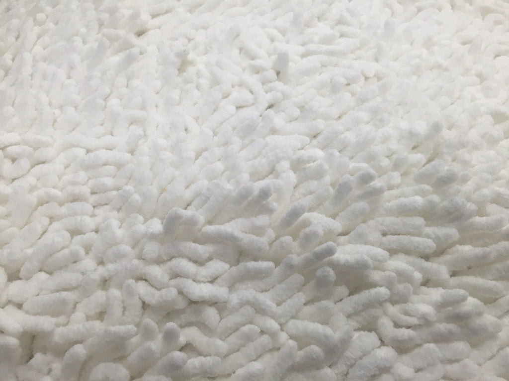 Tache Solid White Ivory 100% Cotton Chenille Runner, Doormats, All Area Rug