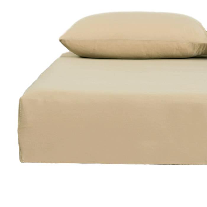 Taterbush Bedding Poplin Cotton Tan Beige Fitted Sheet and Pillowcase (JHW-546)