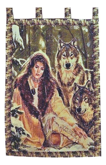 Tache Tapestry Runs With Wolves Native Tribal Wall Hanging 28 x 47 (12082)