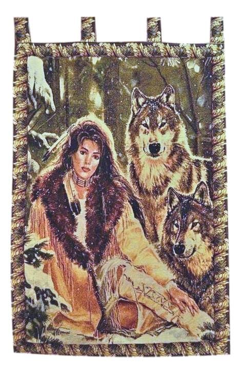 Tache Tapestry Runs With Wolves Native Tribal Wall Hanging 28 x 47 (12082)